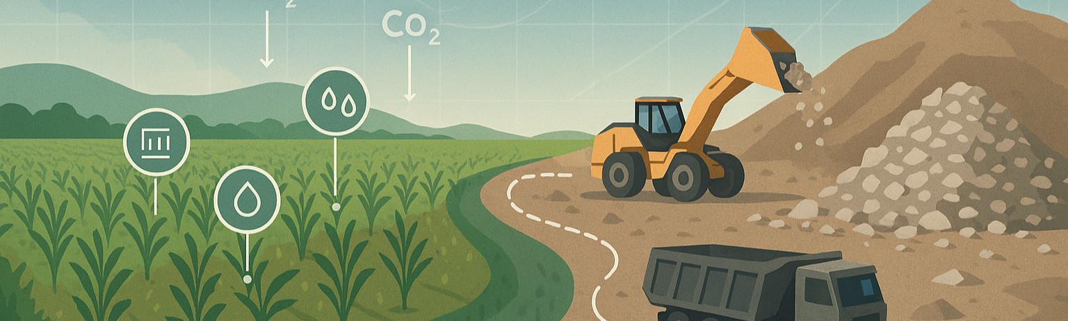 Visual elements representing carbon drawdown